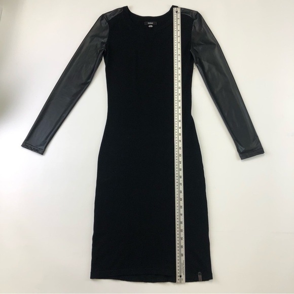 Rudsak black vegan leather sleeve knit dress XS - Picture 5 of 11